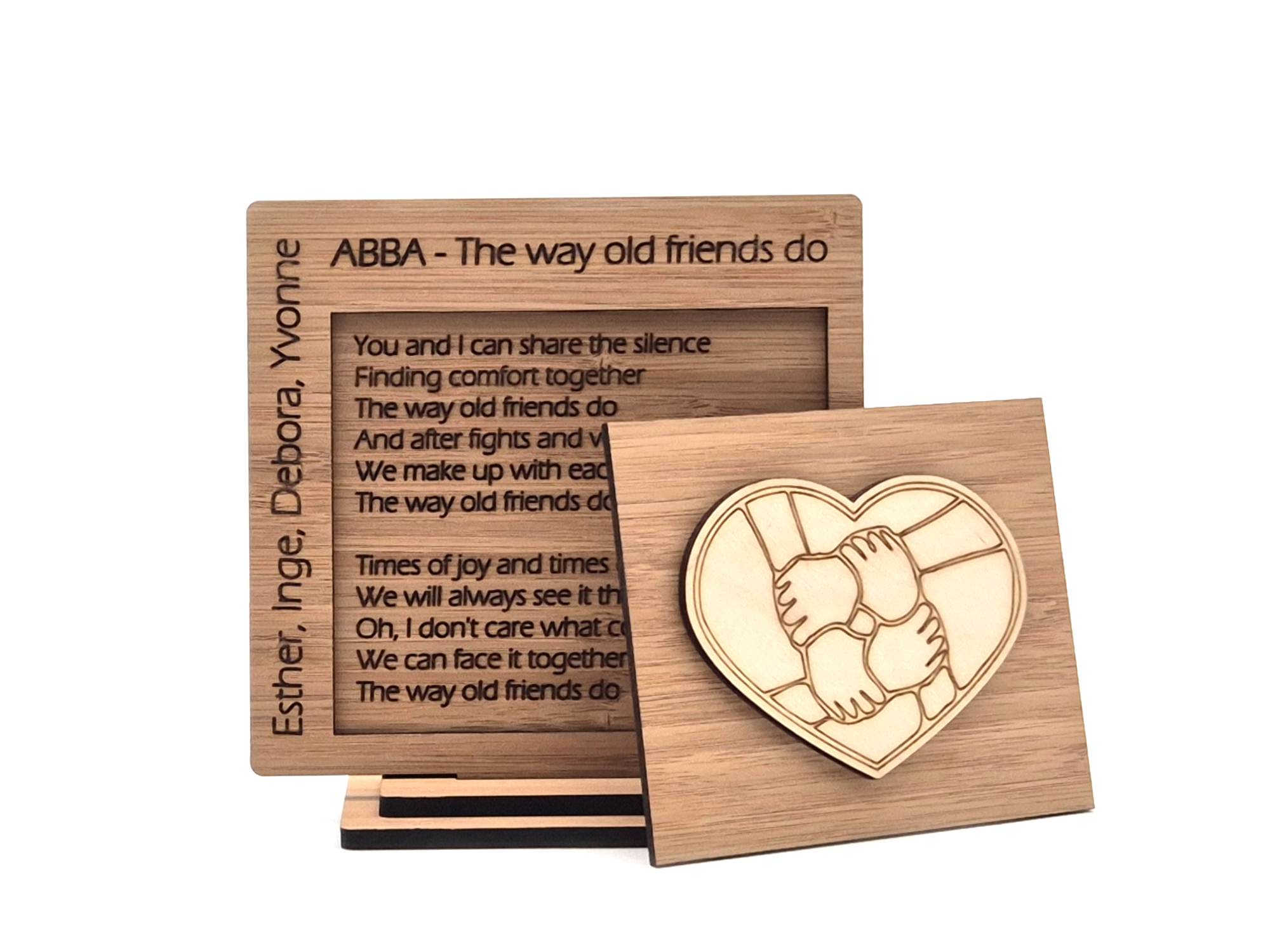 Maatwerk, ABBA, lyrics, personaliseren, eigen idee, bordje, vriendschap