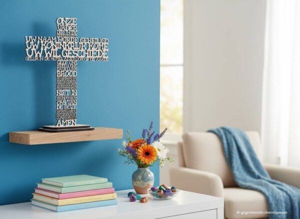 Houten kruis met Het Onze Vader