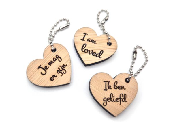 Set van 3 houten sleutelhangers