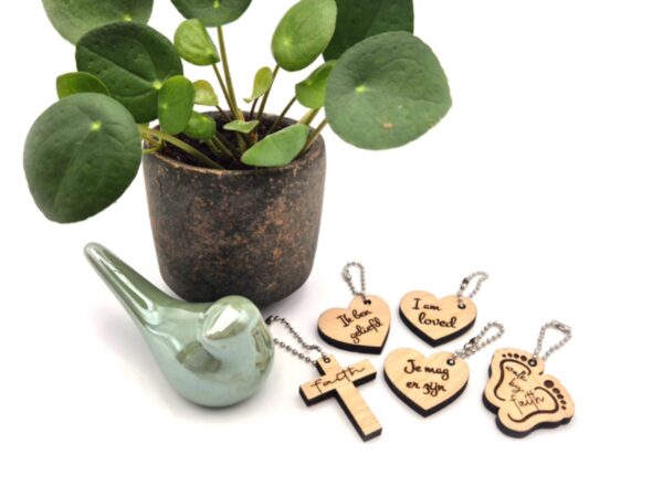 Set van 5 houten sleutelhangers